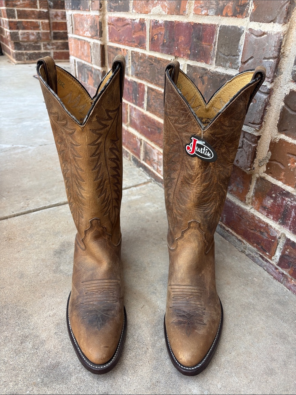 Justin Boots Brown Leather Western Heeled Cowboy Boots